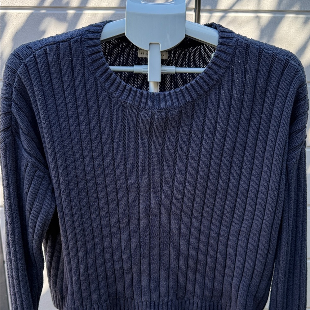 Classic Navy Blue Ribbed Sweater - Picture 4 of 10
